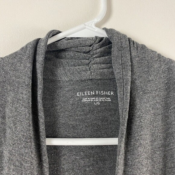 EILEEN FISHER GRAY V-NECK FULL ZIP Viscose Spandex JACKET POCKETS size Large - Picture 5 of 9